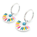 BM Fashion Jewelry Stainless Steel 18k Gold Plated Pendant Earrings Bohemia Style Colorful Fan Shape Gift Women