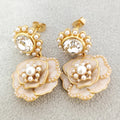 Chunky Summer Brass 18K Gold Plated Flower Western Exaggerated Long Wedding Dangle Big Earrings Women 2023