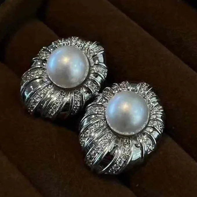 New Bird's Nest Trendy Stud Earrings 7-8mm AAAA Grade Silver Plated Freshwater Pearl Jewelry for Women
