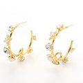 Designer Pearl and Crystal Hoop Earrings for Women Hypoallergenic Girls Pearl Earrings Drop Dangle Earrings 14K Gold Plated