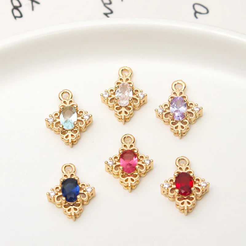 Hot Selling Gold Plated Jewelry Accessories Luxury Rhombus Butterfly Zircon Charm DIY Bracelet Designer Charm