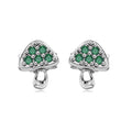 Dylam Tiny Cute Children Girls Women Fine Jewelry Hypoallergenic S925 Silver Rhodium Plated 5A Zirconia Mushroom Stud Earrings
