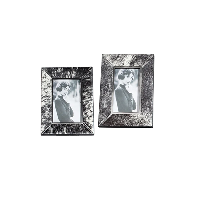 Handmade Custom Photo Frame Creative Horse Fur Real Leather 4X6 5X7 Sizes For Home Decoration