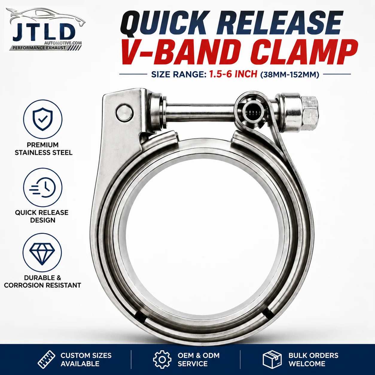 High Quality Stainless Steel 2.5''3.0'' 3.5''4.0'' Sleeve Connector Tube Quick Release V Band Clamp