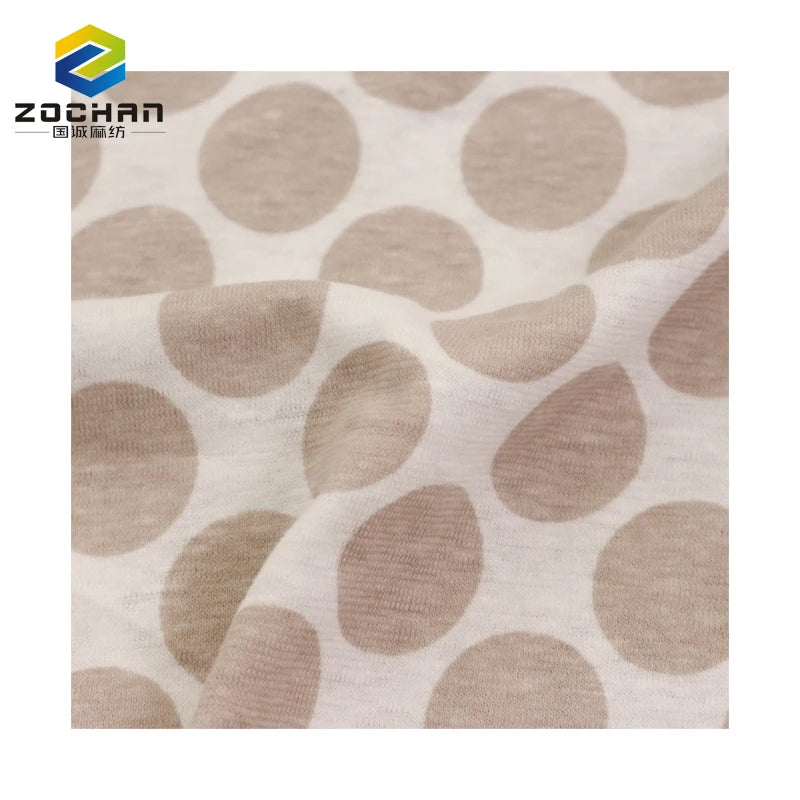 Wholesale ECO-friendly Lightweight 55%linen 45% Cotton Printed Jersey Morandi Dot Weft Knitted Fabric for t Shirt Sportswear