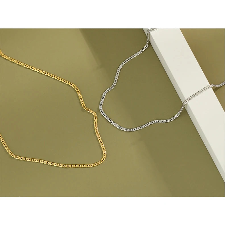 Minimalist 14K Yellow Gold Rhodium Plated S925 Sterling Silver Ins Chain Necklace Trendy Key Pattern Women's Engagement Gift