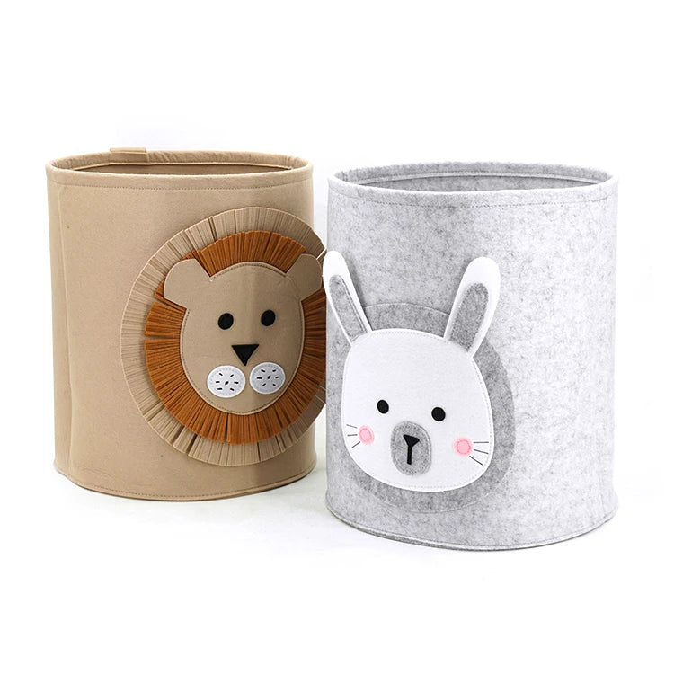 Cute Animal Fabric Fold-able Large Children Toys Storage Laundry Basket Bins Felt Storage Box