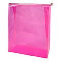 Custom Logo Pink PVC Clear Vinyl Makeup Pouch -  Waterproof Transparent Plastic Cosmetic Bag for Travel/Gym Zipper Foldable