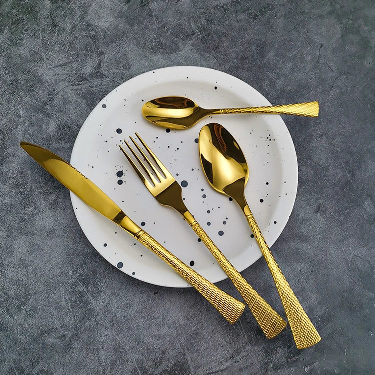 Most Popular Good Quality Inox 304 Stainless Steel Hammer Flatware Luxury Cutlery for Wedding Hotel Home