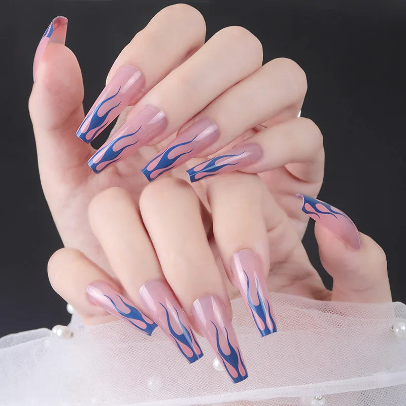 2024 Hot Sale Ballet Fake Press on Nails ABS Material Full Cover Long Ballerina Nail Art Salon Use Finger Application