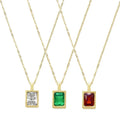 G800 14K Gold Plated Stainless Steel Jewelry for Women Trendy 14K Gold Plated Emerald Gemstone Square Rectangle Rhinestone Link