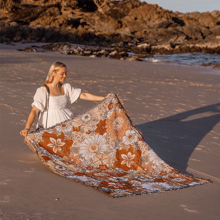 Wholesale Custom Sublimation Polyester  Cotton Woven Retro Tapestry Jacquard Throw Beach Blanket