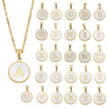 Luxury Non Tarnish 18K Real Gold Plated Shell Stainless Steel Alphabet 26 Letters Initial Pendant Necklace Jewelry for Women