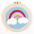 Beginner's Embroidery Kit Punch Needle Craft DIY Needlework Rainbow Cross Stitch Cotton Fabric Hoop Full Set Stamped Monk Cloth
