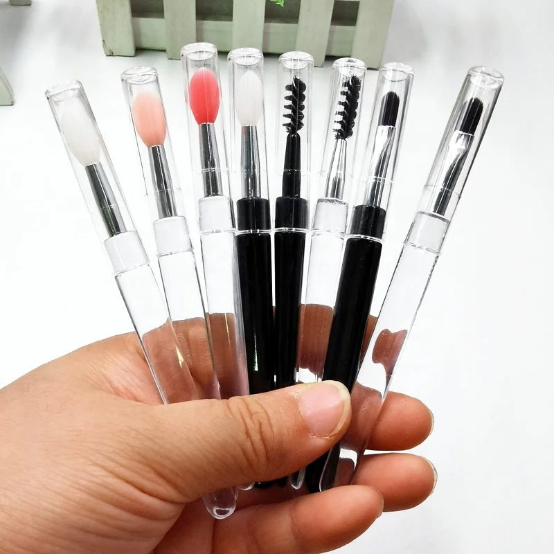 Black Clear Handle with Cap Dustproof Makeup Cosmetic Tool Lip Brush Mascara Lash Brow Brush Silicon Glitter Eyeshadow Brush