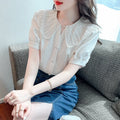 8815# Japanese White Peter Pan Collar Shirts Women Elegant Blouses Girly Harajuku Kawaii Shirts Blusas Mujer