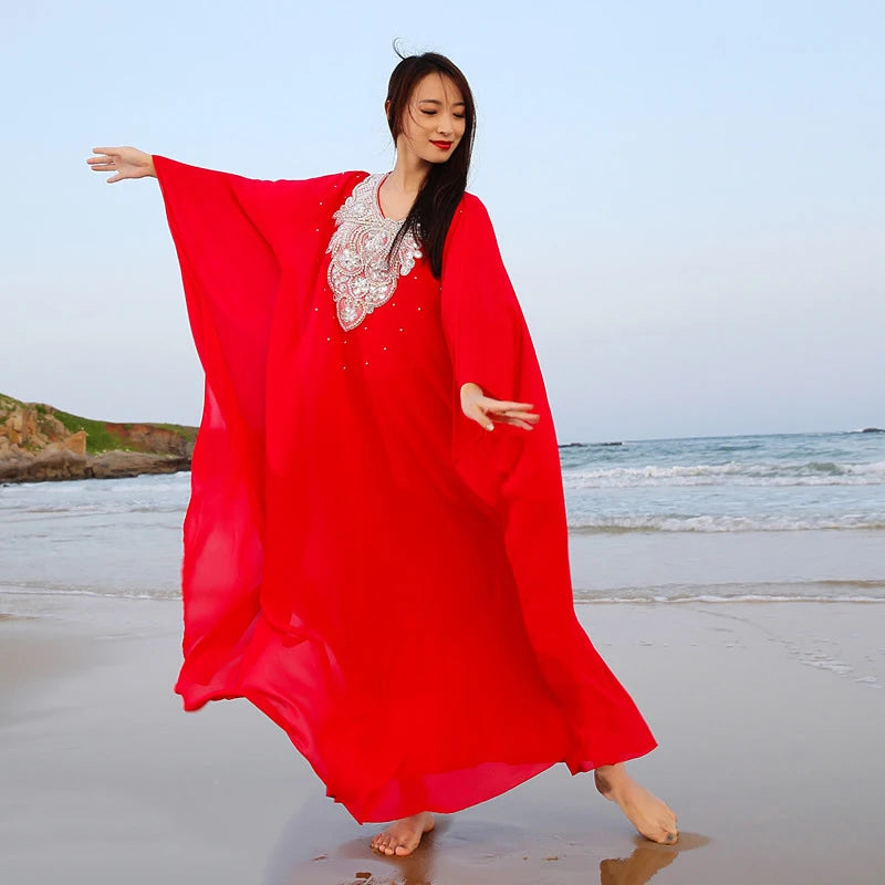 Charming Exquisite Sequin Embroidery Baladi Long Robe Dress 3-Piece Performance Wear Costumes for Belly Dance