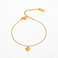 High End Gold Plated Stainless Steel Dainty Heart Pendant Bracelet for Women Wholesale Jewelry