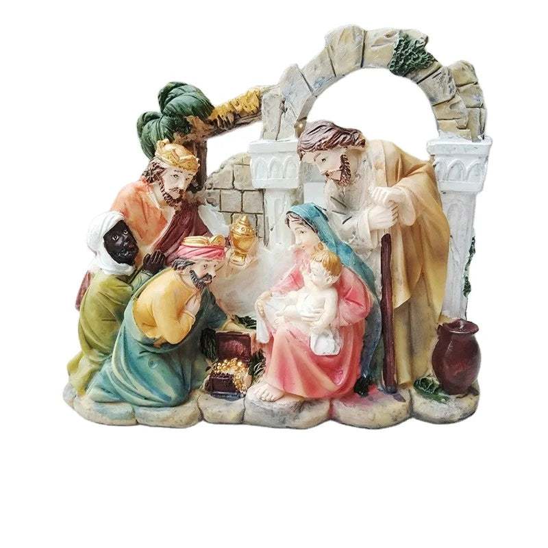 2025 Nativity Jesus Birth Statue Creative Resin Crafts Ornament Decoration Crafts Jesus Religious Crafts