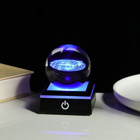 EU Low MOQ Modern Carved Crystal Cube Display Base with LED Lights 68mm Black & Silver 2-color Gravure Printing
