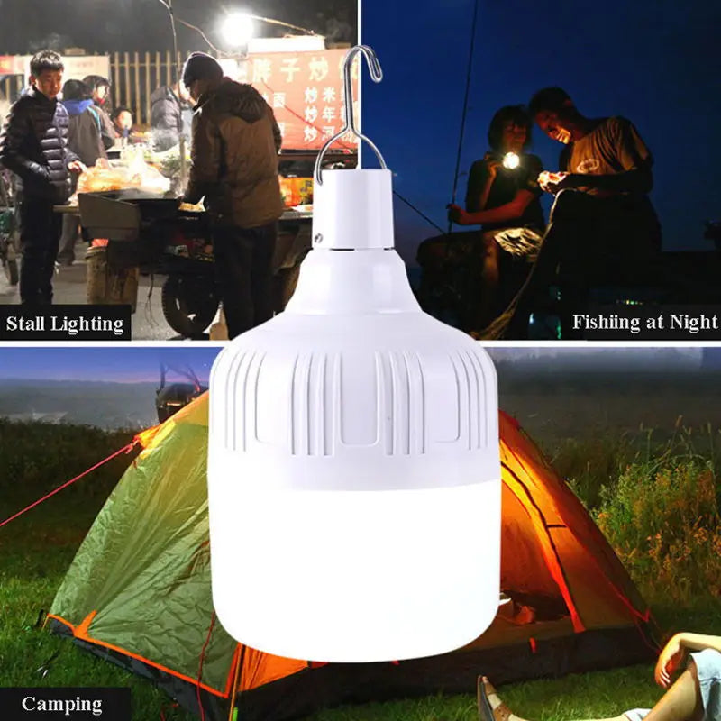 Portable Hanging Solar Rechargeable LED Camping Light Lantern Bulb for Outdoor Emergency Camping Tent Bulb