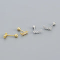 Fashion 925 Sterling Silver Jewelry Diamond Zircon Geometry 18K Gold Plated Sterling Silver Screw Stud Earrings for Women