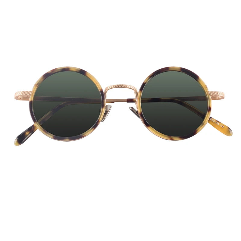 Custom Fancy Leopard Frame Round Lens Acetate Women Men Sunglasses