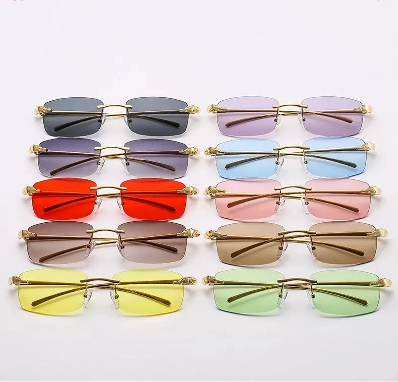 Stock 2025 Unisex Wholesale Fashion Sunglasses Frameless Square/Rectangle Gradient Lenses