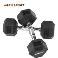 Hot Sale Fitness Custom Dumbbells Gym Work Out Black Rubber Coated Hex Dumbbell Set 5 - 100 Lbs in Pounds with logo