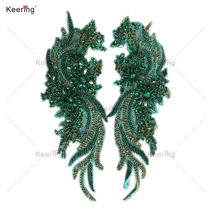 White Pair Bodice 3D Embroidered Patches for Clothing Dress Sweater