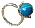 Custom Silver Stone Rings for Women Teen Girls Gemstone Blue Agate Rings Fine Balls Gemstone Party Wedding Classic Jewelry
