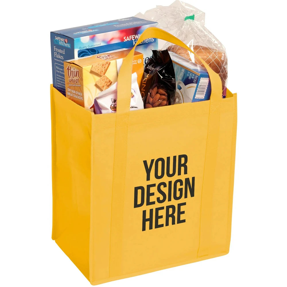 Custom Logo Non Woven Grocery Tote Bag Reusable Supermarket Shopping Bags for Trade Show Giveaway