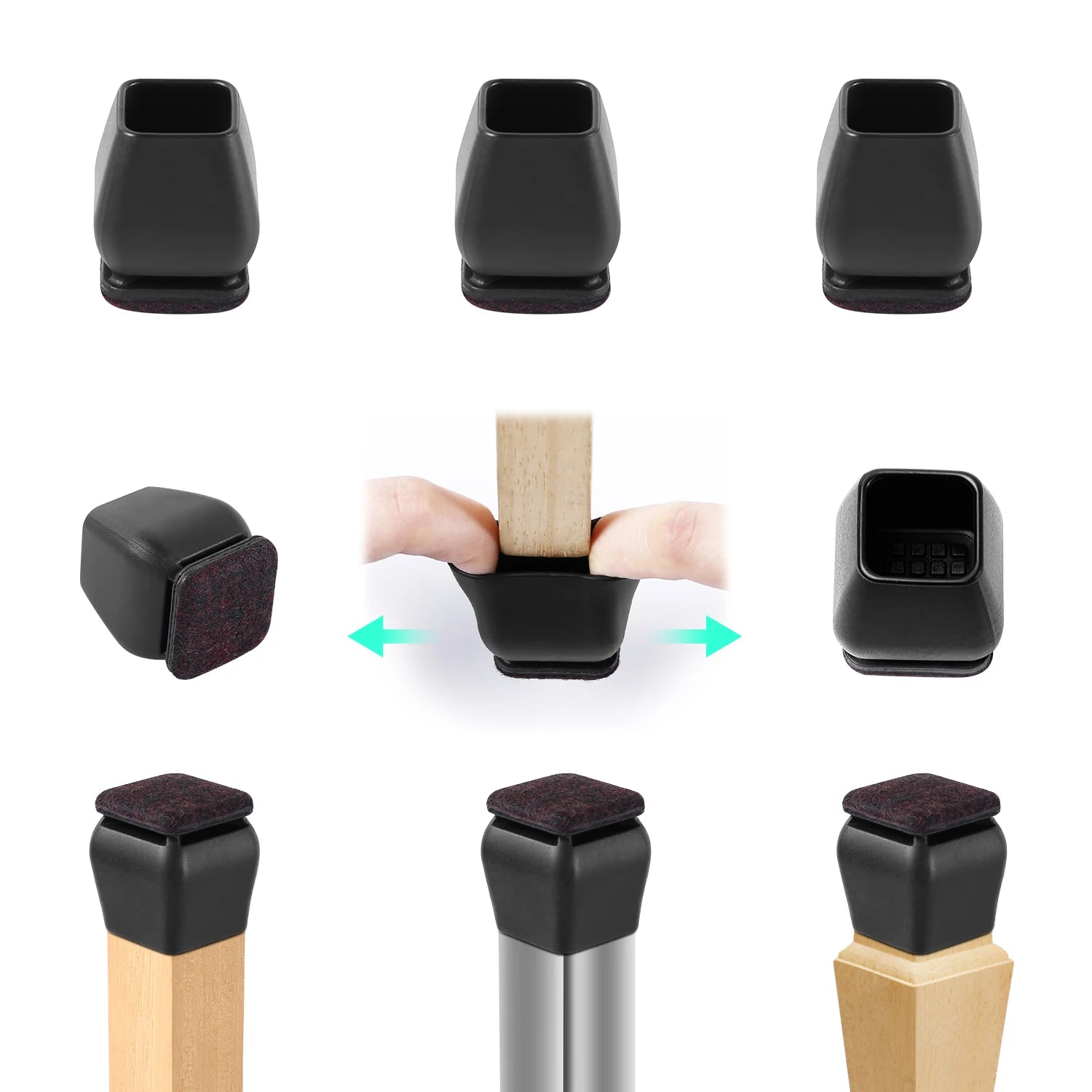 High Transparent Furniture Leg Caps Chair Leg Floor Protectors for Hardwood Made of Rubber with Felt Pad