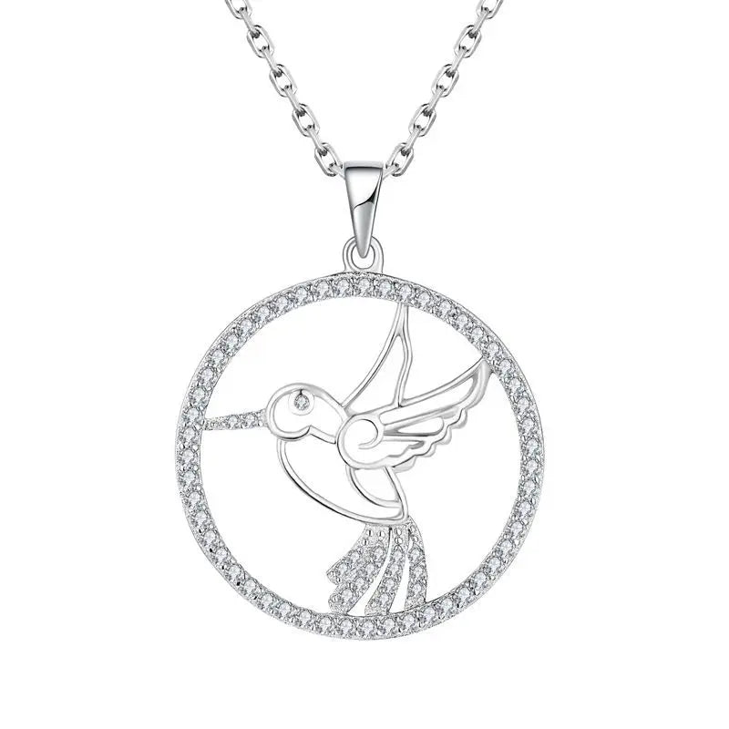 Custom Wholesale Fashion Jewelry 925 Sterling Silver Shinny Personality Animal Bird Crystal Pendant Necklace for Women