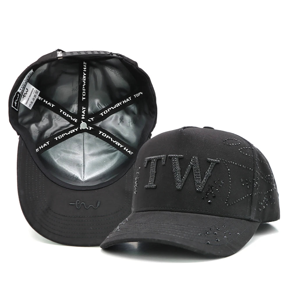 Custom Original Design 5 Panel Curved Brim Cap Luxury Rhinestone Hat Embroidery Baseball Cap Custom logo Hat G5 Gorra Barbas Hat