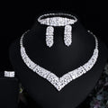 4pcs Bright White Cubic Zirconia CZ Crystal Chunky Luxury Dubai Nigerian Wedding Bridal Jewelry Sets Women Costume Accessories