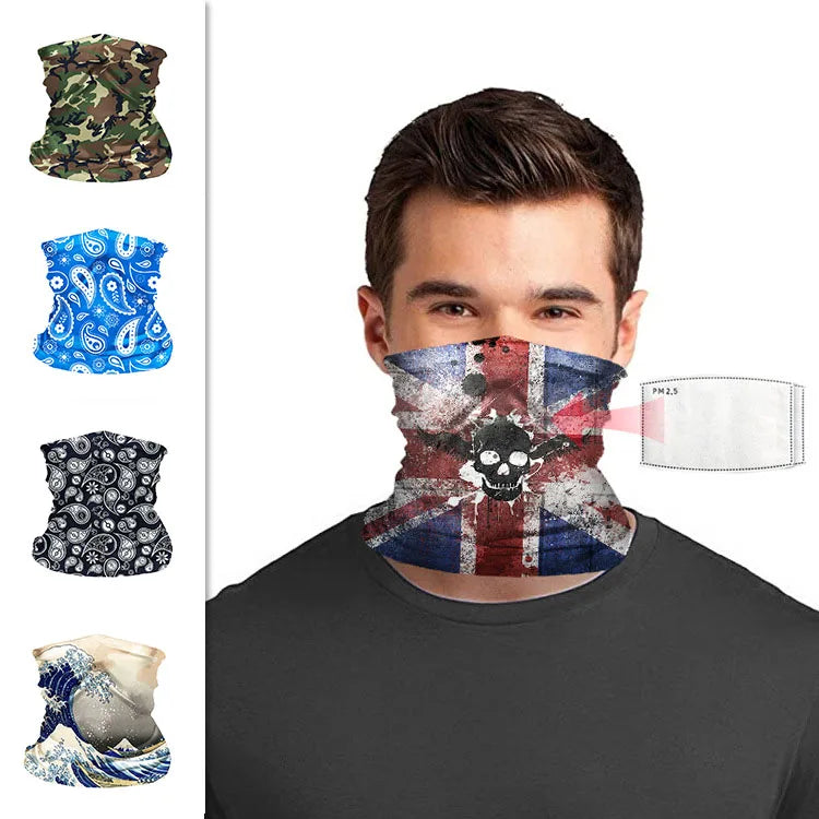 Cheap Custom Logo Printing Multifunctional Polyester Seamless Neck Scarf Tubular Bandana Headband with Filter