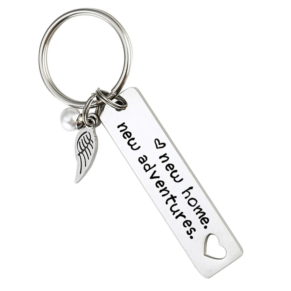 Simple Fashion Pearl Keychain Stainless Steel New Home Adventures Keychain
