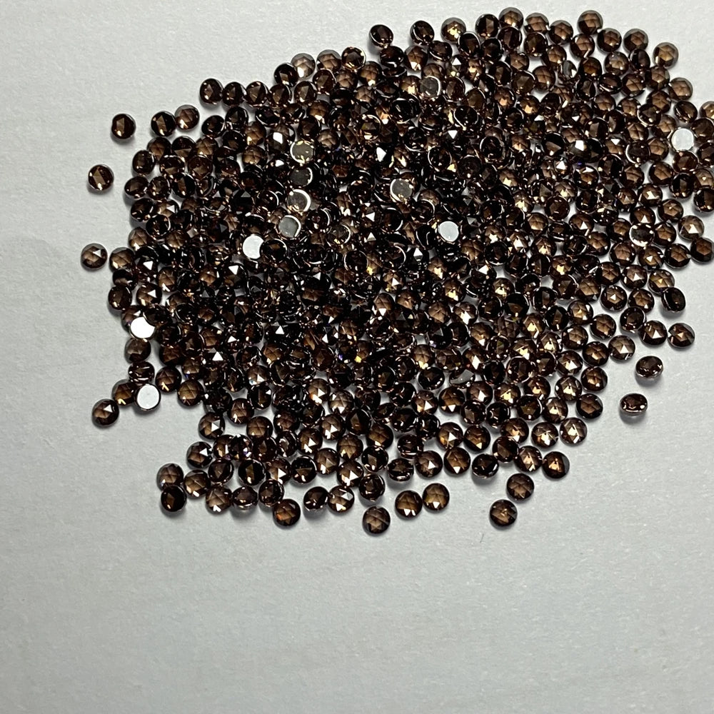 Wuzhou 1.5-3mm Round Shape Flatback Rose Cut Champagne Dark Coffee Cz Cubic Zirconia Alibaba Gemstone