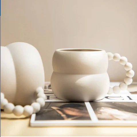 Handmade Ceramic Large Cup Porcelain Chubby Mug Reusable Clean Coffee Cup with Handle
