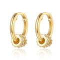 925 Sterling Silver Fine  Hoop Earrings Cubic Zirconia Circle Pendant Earring Hoops Huggie 9mm Drop Earrings for Woman Men