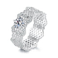 925 Sterling Silver Wide Eternity Ring Moissanite White Gold Plated Wedding Band for Her Valentine's Day Jewelry Gifts