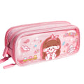Large Capacity Durable Classic Cute Cartoon PVC Zipper Pen Pencil Case for Primary School Girls Transparent Canvas Stationery
