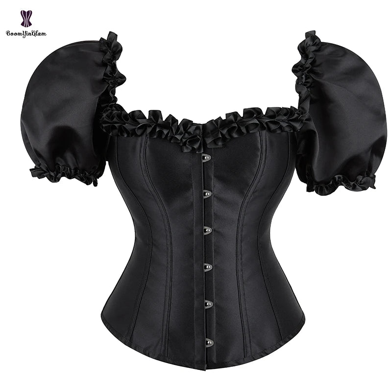 Steam Punk Gothic Corselet Rope Bandage Binder Bustiers Busty Ladies Bridal Korest Women Short Sleeve Corset Top