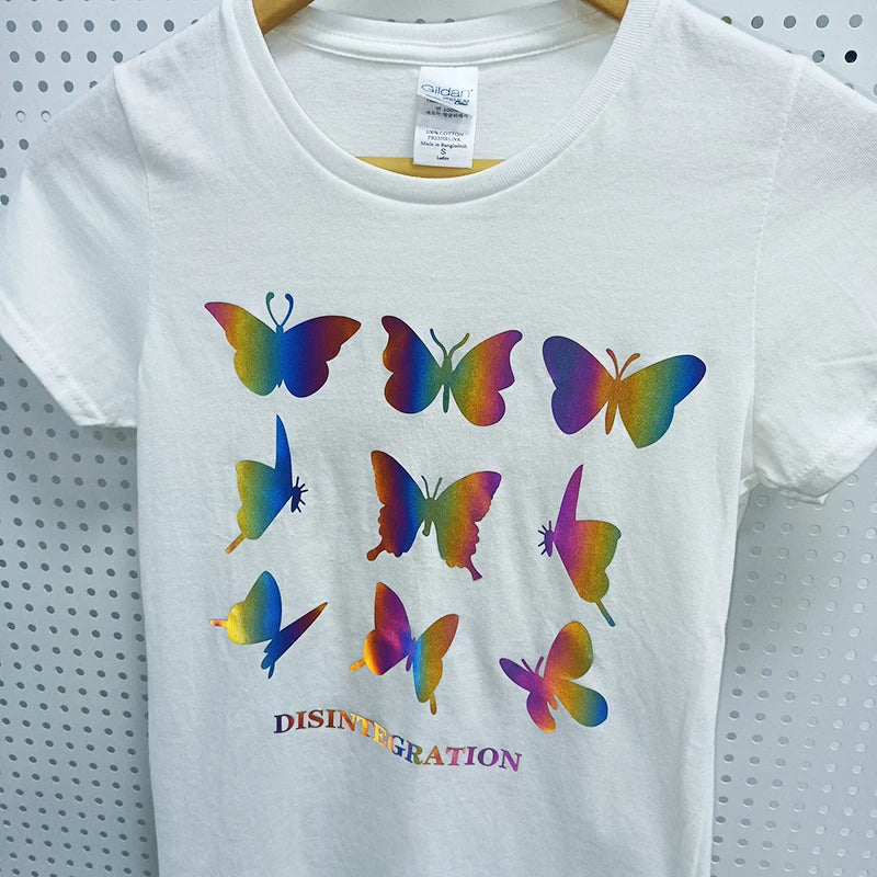 2025 New Style Rainbow Reflective Waterproof for Heat Transfer Printing Labels Modern Clothing Eco-friendly Washable Garment