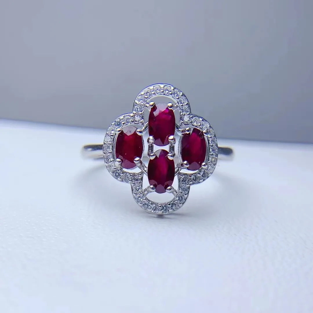 Hot Selling 925 Sterling Silver Stackable Natural Ruby Rings for Women Classic New Design Oval Cut for Weddings Parties Low MOQ