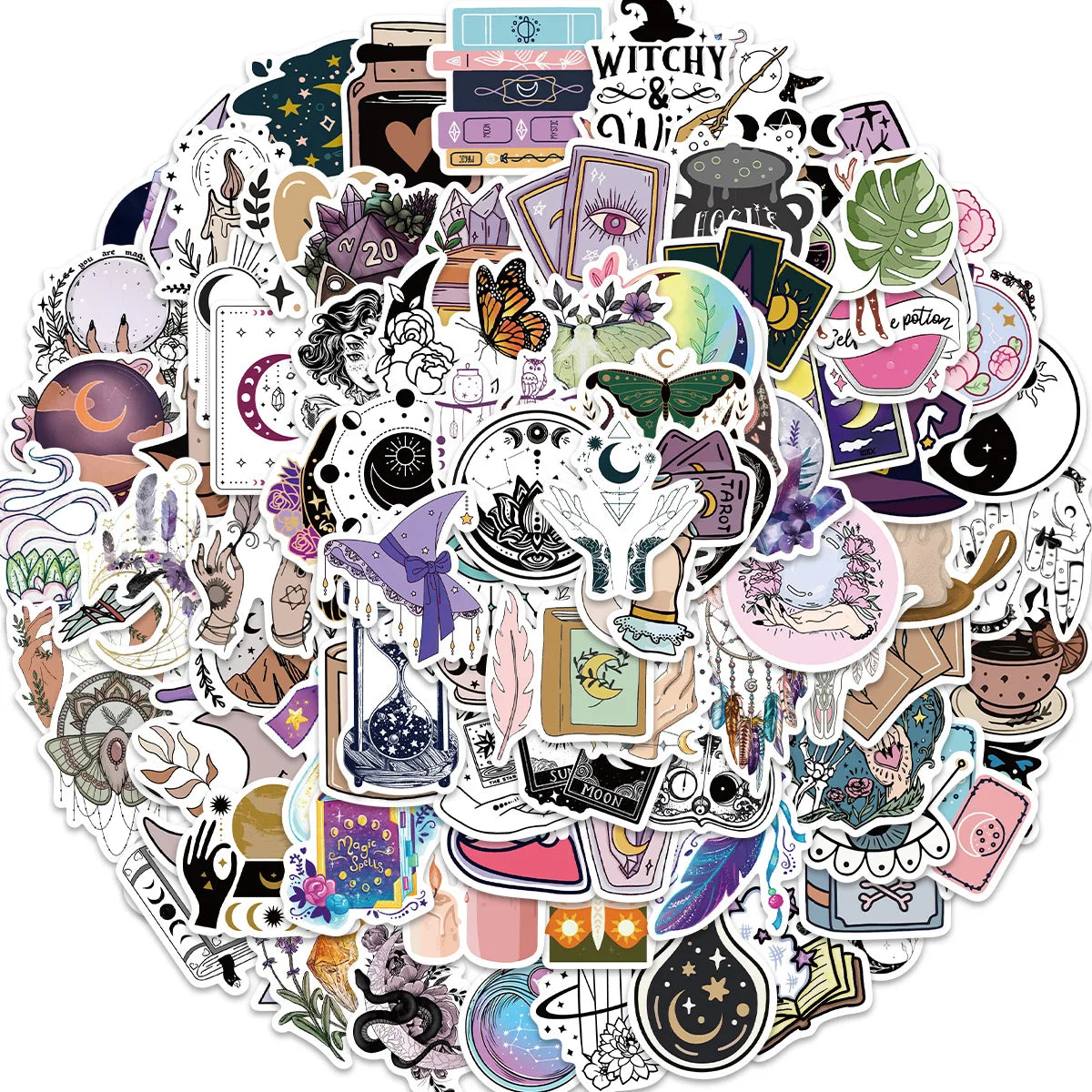 100pcs Bohemian Style Witch Sticker Aesthetic Vinyl Decal Stickers
