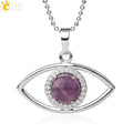 CSJA Fashion Jewelry Necklaces Natural Turquoise Stone Bead Evil Eye Micro Inlaid Zircon Pendant Necklace for Women G510