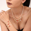 New Jewelry Charm Beaded Necklace Imitation Pearl Star and Santa Claus Pendant Necklaces Bracelets Set for Christmas Gift