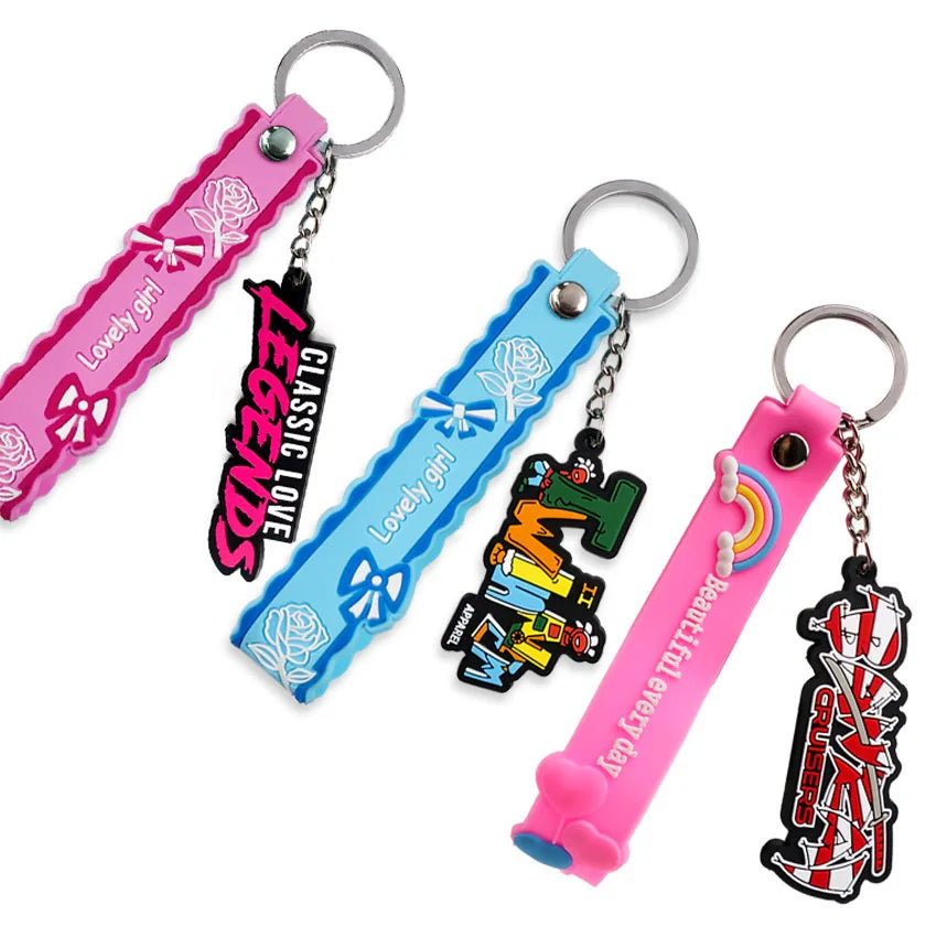 Designer Custom Logo Silicone Waterproof Personalized Branding Name Creative Key Holder for Women Promotional Gift